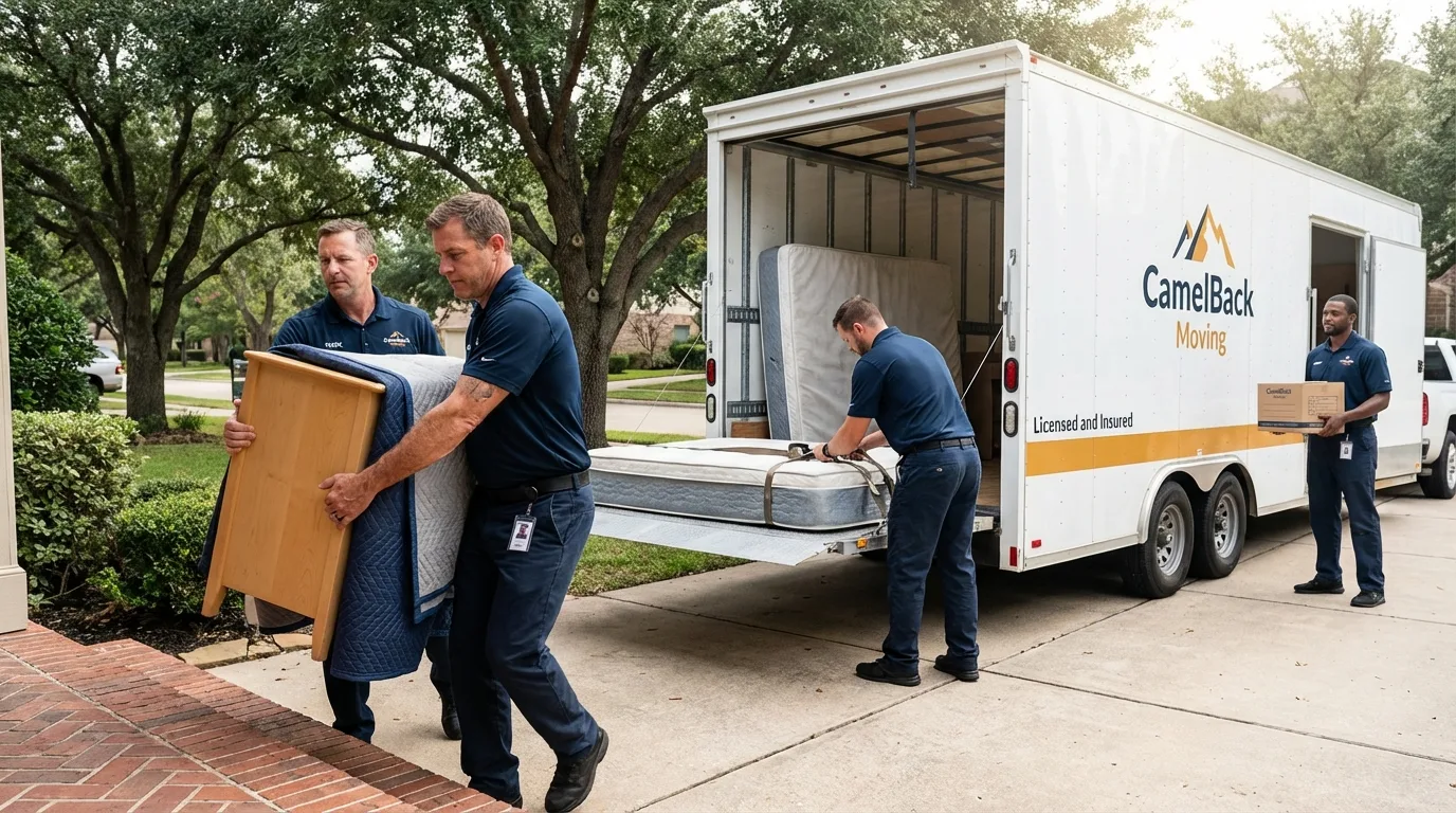 Crew loading residential truck for cross-state move from Clayton, NY